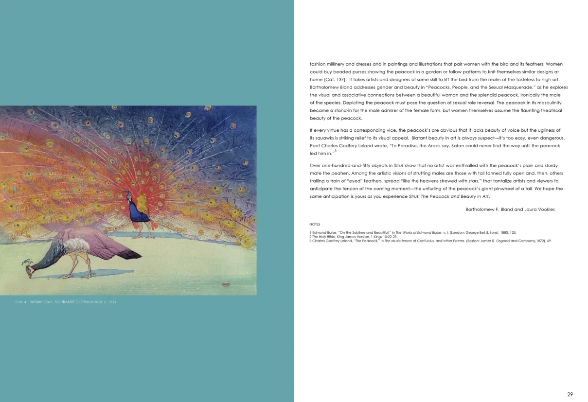 Strut: The Peacock and Beauty in Art exhibition catalogue, pages 28–29