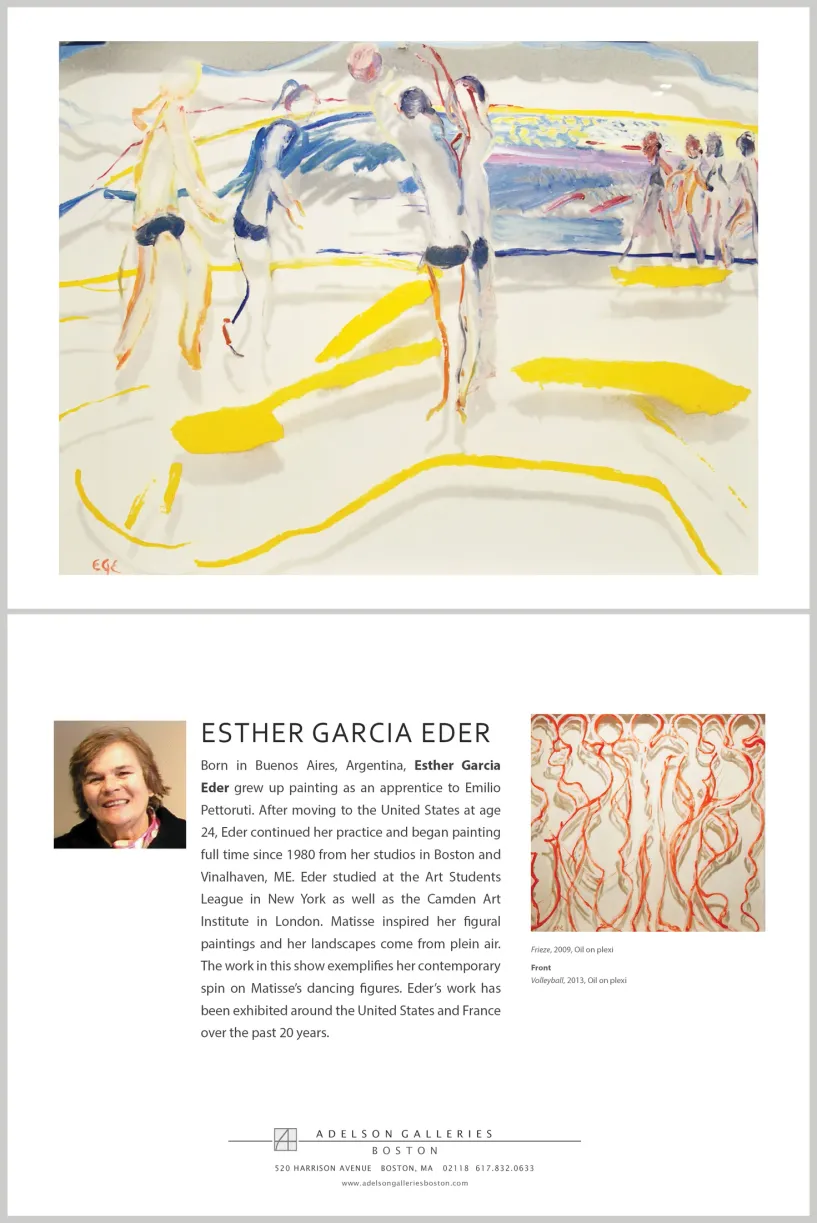 Artist biography takeaway card design for Esther Garcia Eder