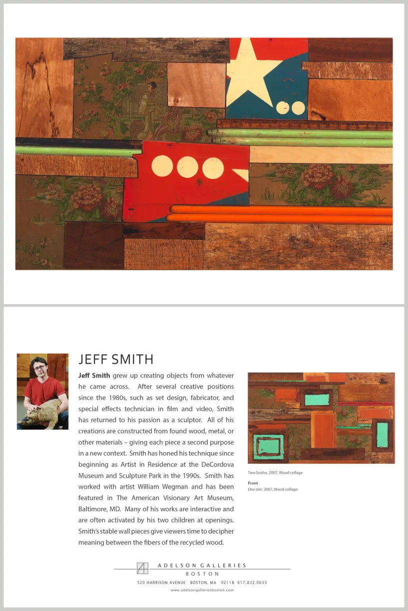 Artist biography takeaway card design for Jeff Smith