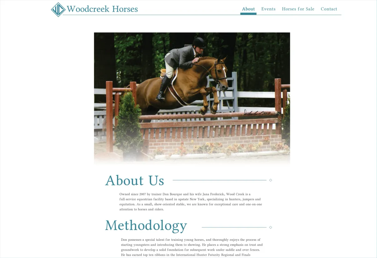 Woodcreek Horses Web Home Page, c. 2017