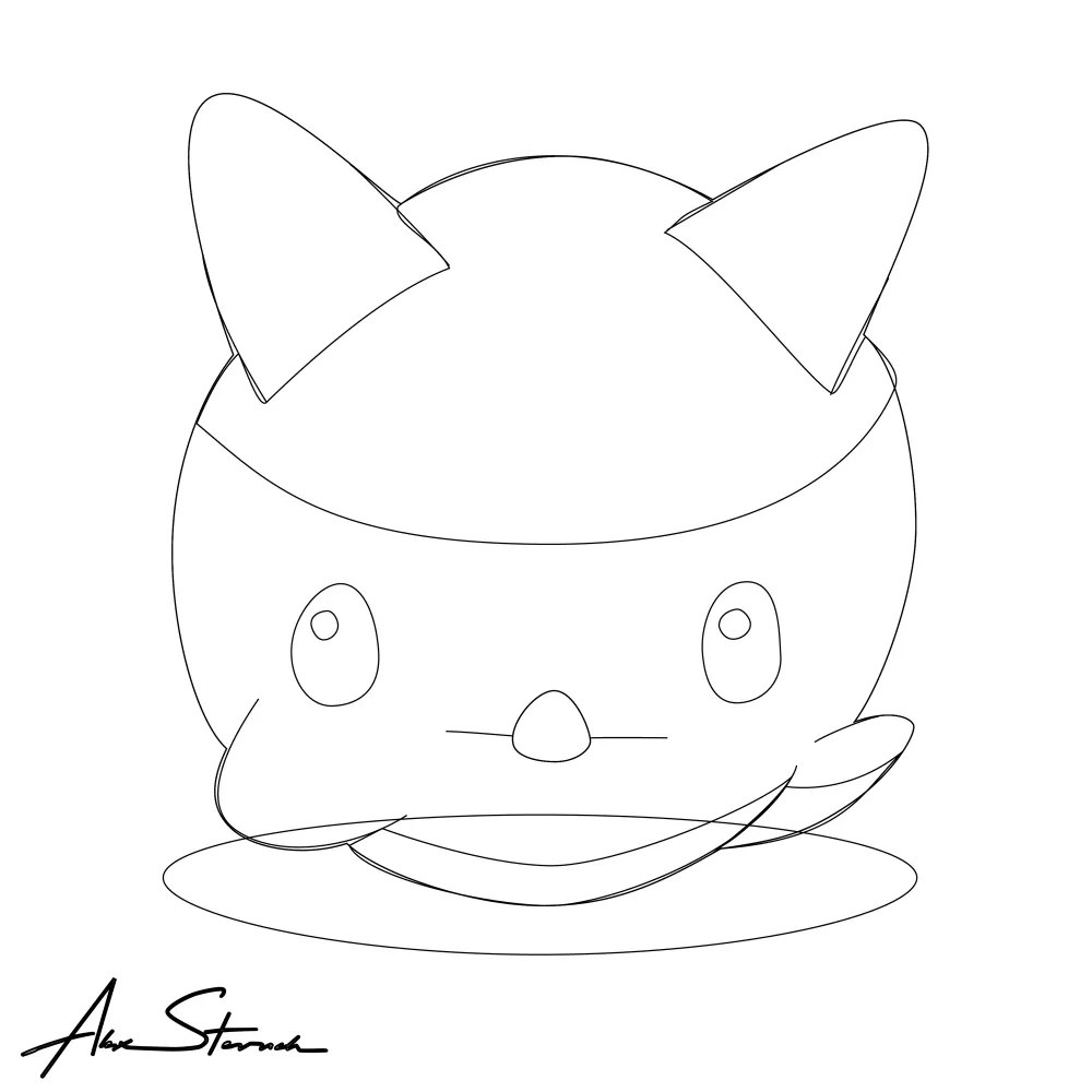 Yellow Mochipuff kawaii illustration vector-line for comparison